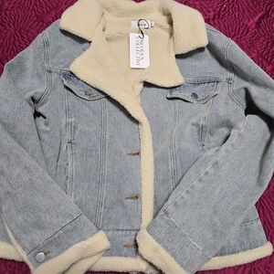 Sadie & Sage Cream Medium Sherpa Jacket